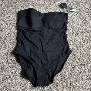 Tommy Bahama Black Strapless One-Piece Swimsuit